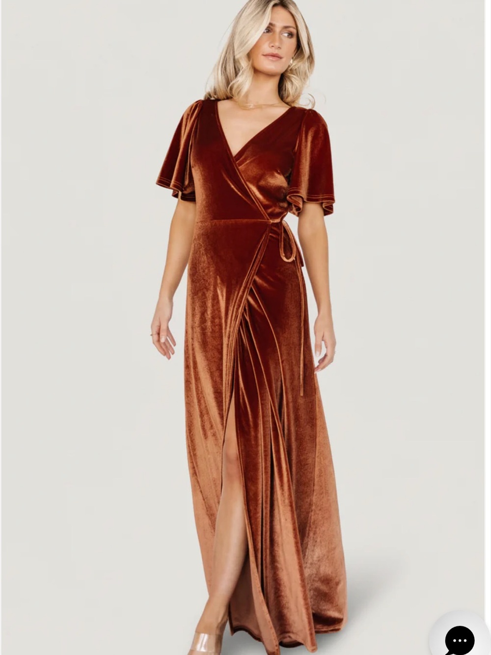 NWT! Baltic Born Meghan Copper Brown Velvet Wrap Maxi Dress